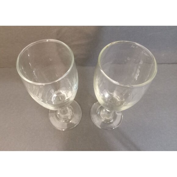 Small Stem Wine Glasses Clear Set Of 2 7 H x 3 W x 3.5 Stem Base - Picture 2 of 8